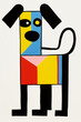 modern minimalist abstract dog illustration using primary colors.