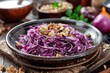 Shredded red cabbage salad with nut milk dressing