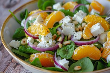 Sticker - Spinach salad with oranges feta onion pine nuts