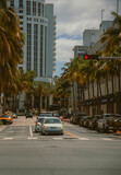 Fototapeta  - traffic on the street Miami Beach Florida 