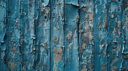 Poster - Detailed image of a weathered blue painted metallic surface