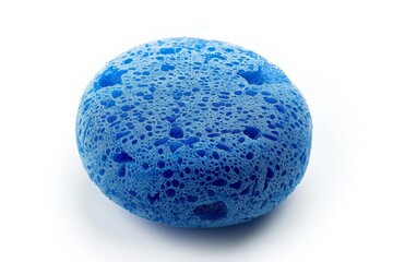 Poster - Blue sponge isolated on white for body care in the shower