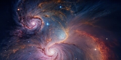 Wall Mural - the collision of two galaxies in the infinite space