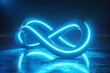 infinite neon blue loop symbol abstract 3d digital shape on glowing background concept illustration