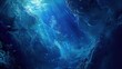 Beautiful blue deep sea underwater with sunbeams. AI generated image