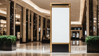 Wall Mural - Empty vertical advertising signboard mockup situated in a shopping mall