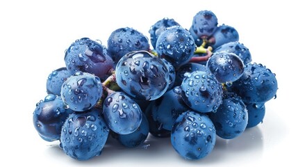Wall Mural - Blue wet Isabella grapes bunch isolated on white background as package design element