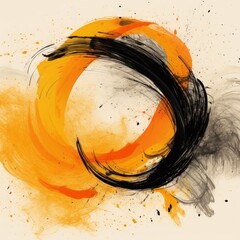 Poster - Abstract background in Chinese ink style , black orange colors