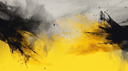 Wall Mural - Abstract background in Chinese ink style with a black background and yellow colors