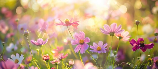 Canvas Print - Field of flowers on a bright day.