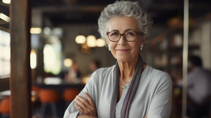 Canvas Print - elderly business woman smiling