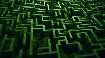 Wall Mural - Green maze style background