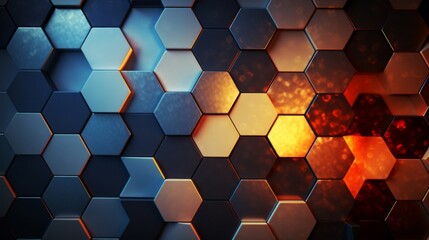 Wall Mural - Hexagonal Abstract metal background with light