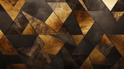 Poster - Luxury abstract and geometric background in gold and brown colors with metallic texture