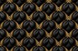 Vintage Black Leather Texture Pattern adorned with gold decorative