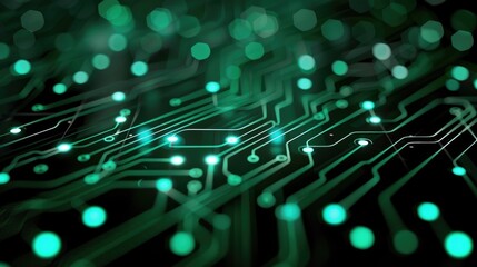 Poster - Detailed view of a green circuit board showcasing digital technology and intricate design elements