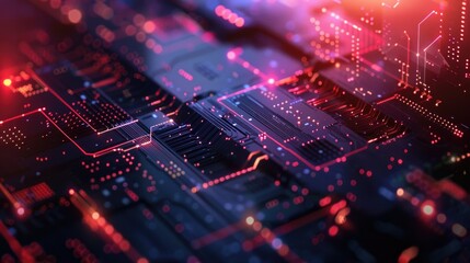 Poster - Detailed view of a computer circuit board showing intricate patterns and components
