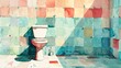 Bold graphics and soft watercolors combine in a fun visual exploration of bathroom etiquette