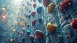 An indoor rock climber climbing on mountain with a big space for text or athletic product advertisement, Generative AI.