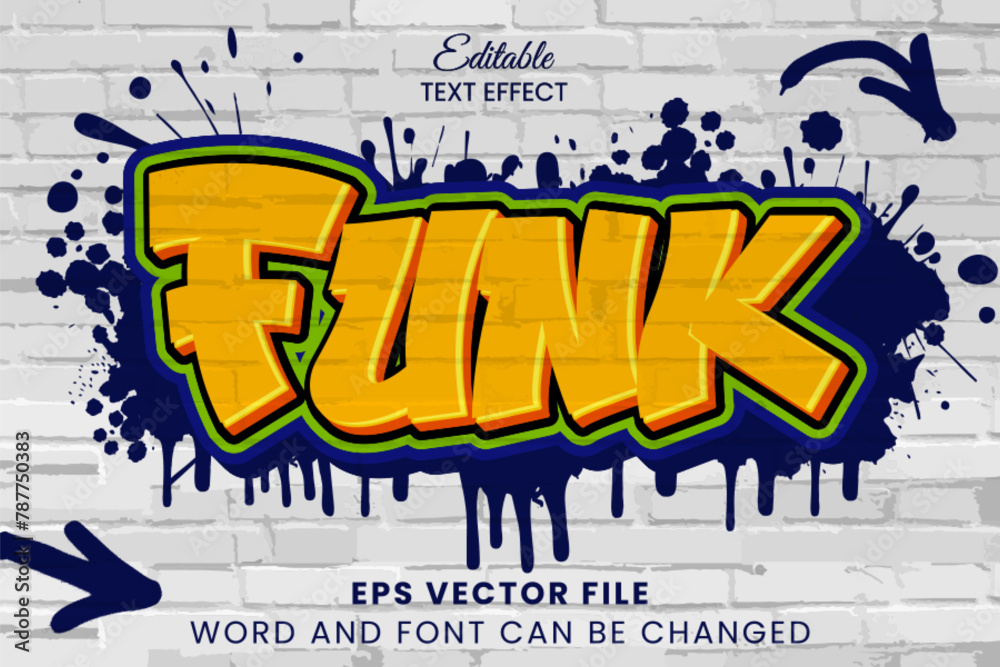 Graffiti funk street art editable vector text effect Stock Vector