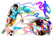 action soccer football sport art and brush strokes style