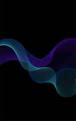 Fototapete - Dot particles gradient wave line on black background