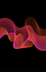Fototapete - Dynamic wave dot particles gradient color on black background