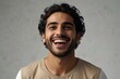 young middle eastern man on plain bright white background laughing hysterically looking at camera background banner template ad marketing concept from Generative AI