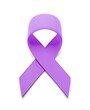 Pancreatic cancer. Purple ribbon as a symbol of pancreatic cancer awareness. Isolated on white. 3d render