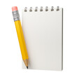 Blank notebook and pencil. isolated on white background. 3d render