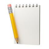 Fototapeta Tęcza - Blank notebook and pencil. isolated on white background. 3d render