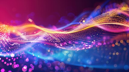 Fototapete - abstract background with fiber optic light waves, modern speed light waves.