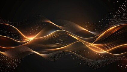 Elegant gold yellow color wave background with gold line elements.