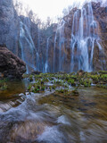 Fototapeta  - The waterfalls in Plitvice Lakes National Park, Croatia.
