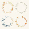 a close up of four different colored wreaths on a white background
