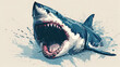 Shark logo Great white shark printed on a blue background, generative Ai