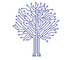 Wall Mural - Abstract Circuit tree on white background. Technology design,  Computer engineering hardware system. 