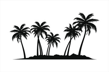 Wall Mural -  Palm Tree black shilhutti on whait background