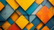 Hip and stylish banner backdrop featuring intersecting triangles and rectangles in vibrant yellow, orange, and blue hues