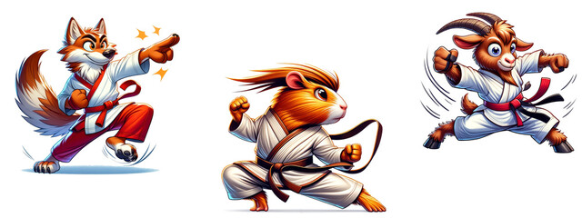 Wall Mural - Martial Arts Animals Illustration