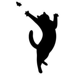 Wall Mural - Cat shadow single 19 cute on a white background, vector illustration.