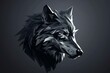 Illustration of a wolf head in low poly style on a dark background