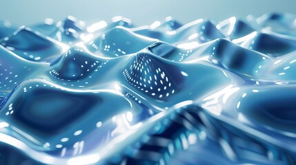 Poster - Smooth shiny blue waves on a halftone background
