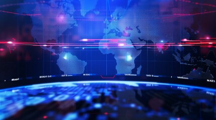 Poster - 3D World News Background, digital world breaking news Studio Background