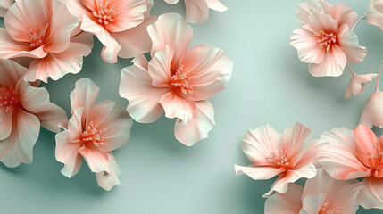 Poster - Wintry 3D florals in icy blue and white emerge from frost for cool elegance.