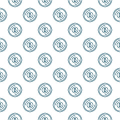 Wall Mural - Target with Bitcoin sign vector Crypto Technology thin line seamless pattern