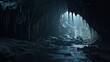 Beautiful dark cave with stalactites and stalagmites