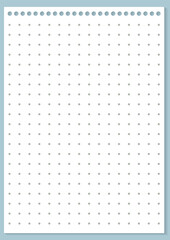 Wall Mural - Graph paper. Printable dotted grid paper on white background. Geometric abstract dotted transparent illustration with dots for school, notebook, diary, notes, print. Realistic paper blank size A4