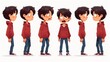 © Mark - Cartoon illustration of little Asian boy standing on white. Modern set of child smiling, laughing, surprised, upset, angry, crying facial expressions.