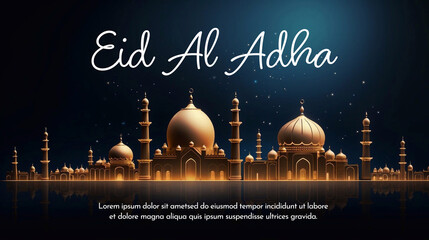 Wall Mural - Eid Al Adha Banner Design. Islamic and Arabic Background for Muslim Community Festival. Moslem Holiday.